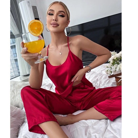 Crisscross Backless Satin Pj Set ☁️ - Picture 2 of 6